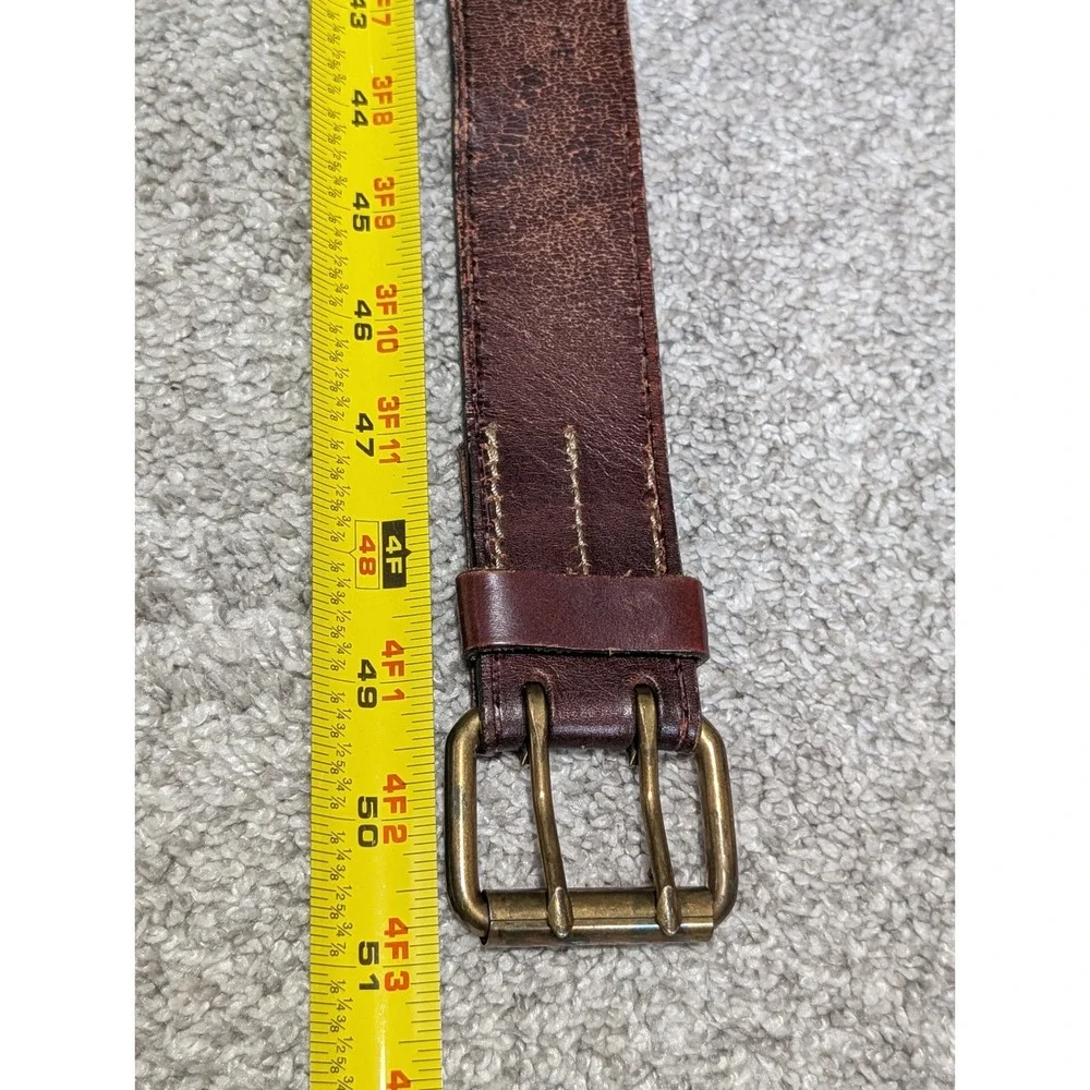American Eagle Belt Mens XL Brown Leather Double Grommet Distressed Rugged Y2K